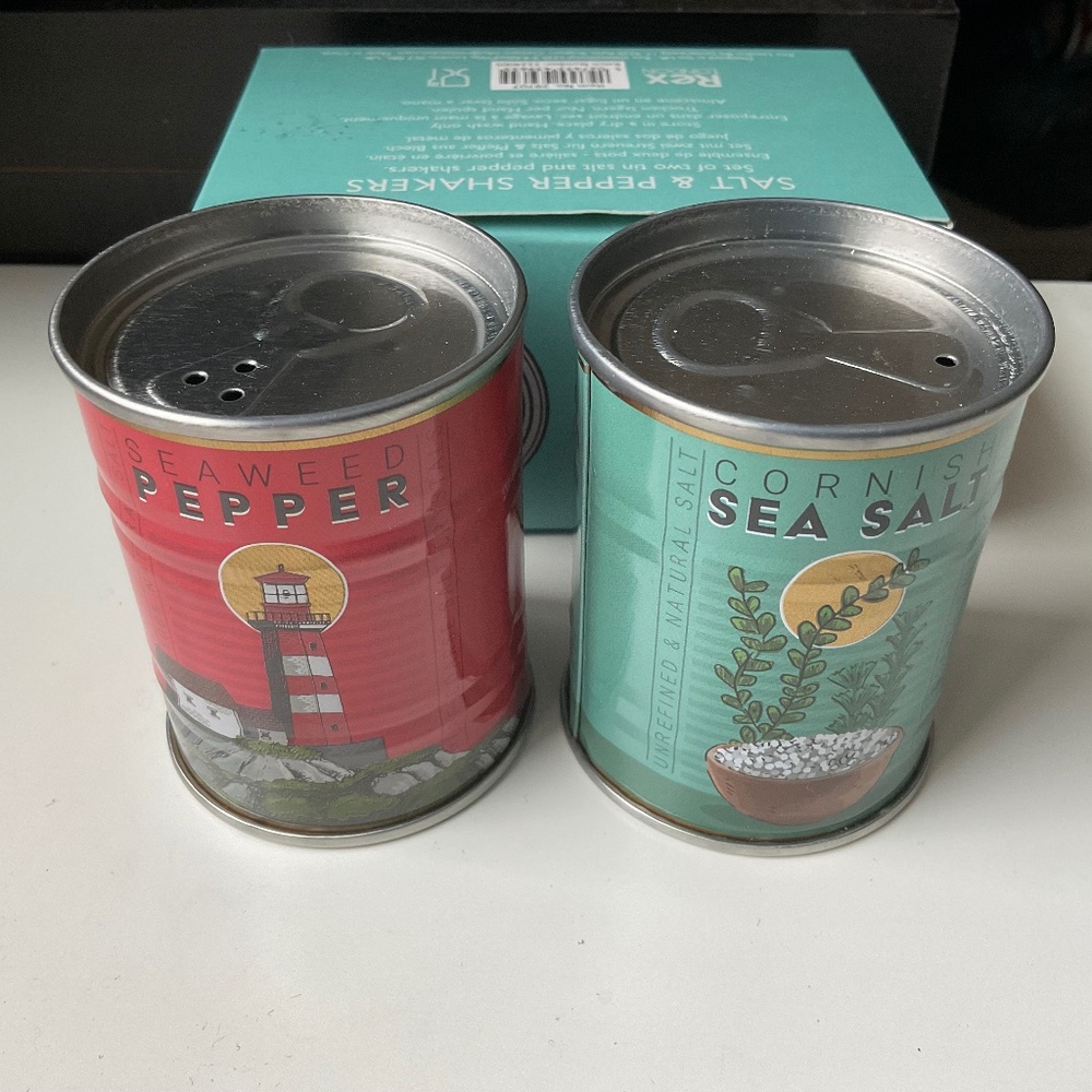 Cornish lighthouse salt & pepper shakers NIB